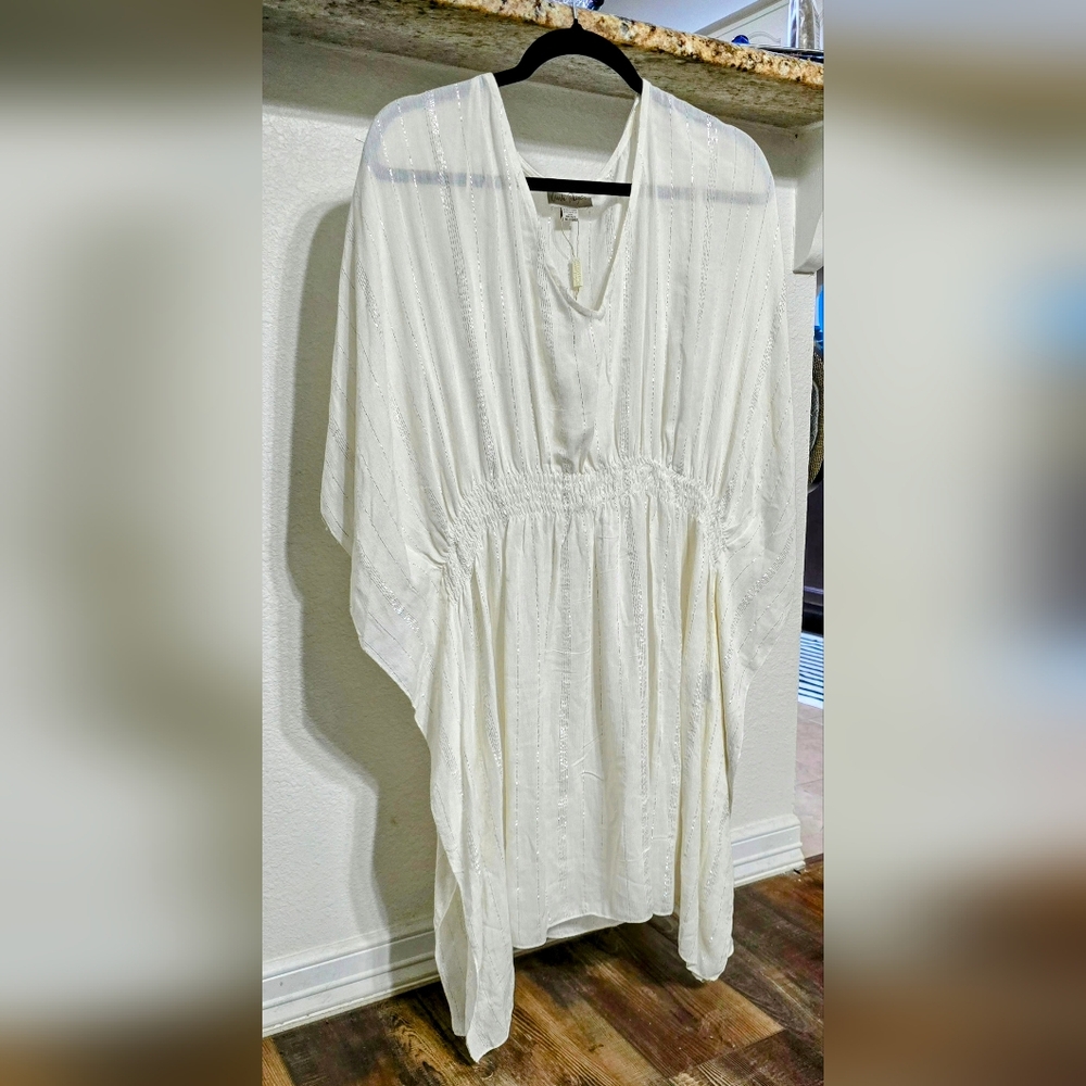 Charlie Paige White and Silver Kaftan OS 0141